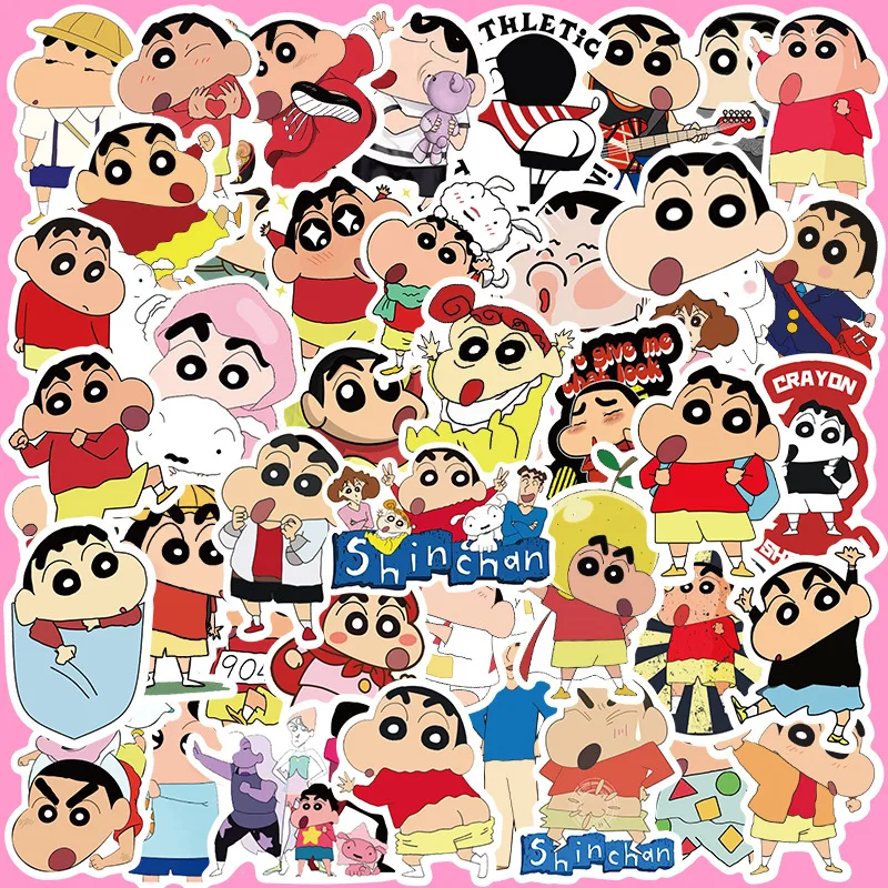 50 قطعة تلوين شين تشان أنيمي الكرتون ملصق DIY بها بنفسك الهاتف المحمول الأمتعة سكيت الكتابة على الجدران الشارات متعة لعبة طفل