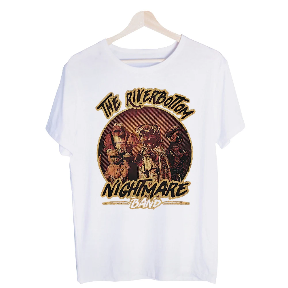 Men's Vintage Puppet Band Graphic Tee, Short Sleeve Crew Neck T-Shirt for Casual Streetwear and Everyday Outfits