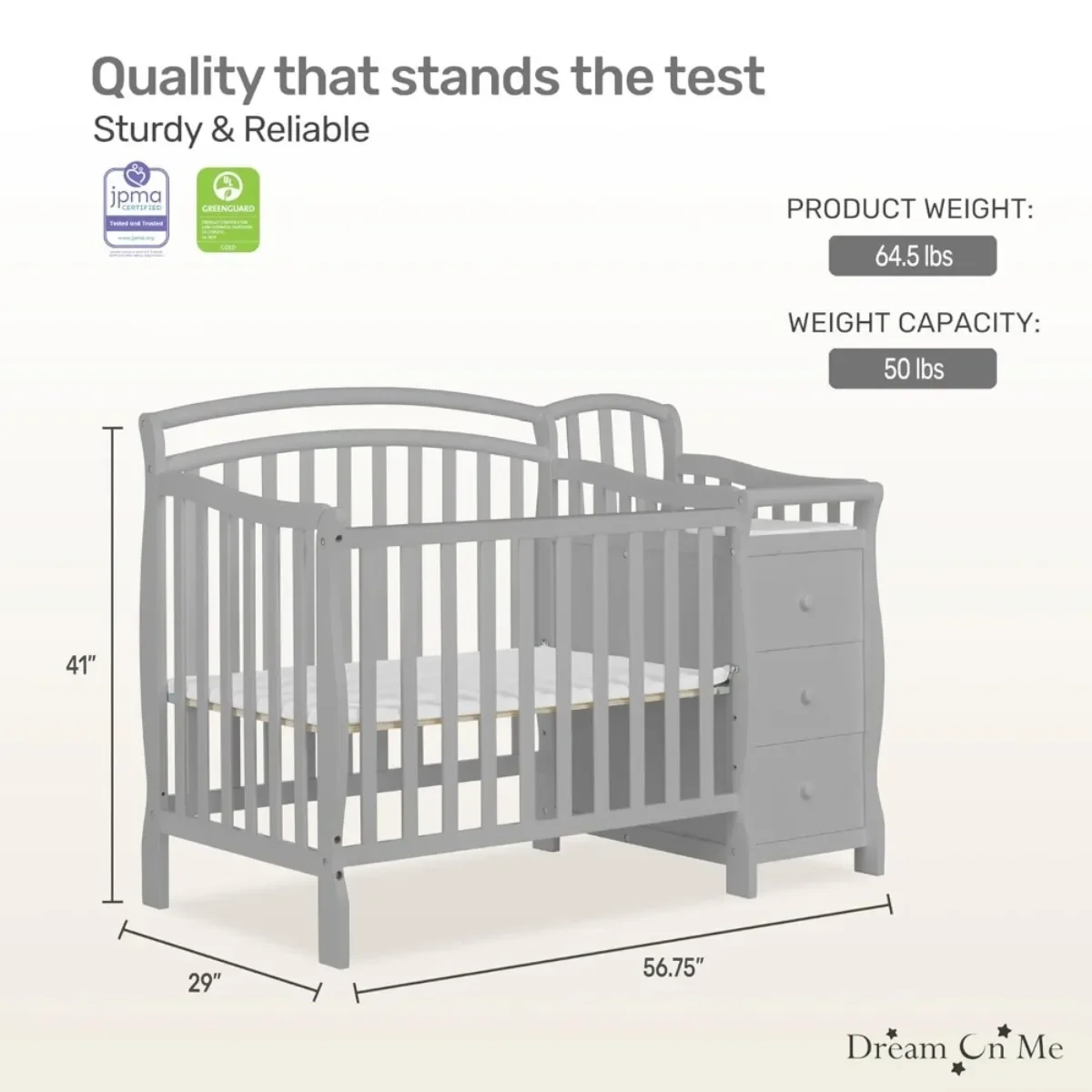 3-in-1 Convertible Mini Crib with Storage Drawer | 3-Level Mattress Height & Twin Bed Converter | Space-Saving Nursery Essential