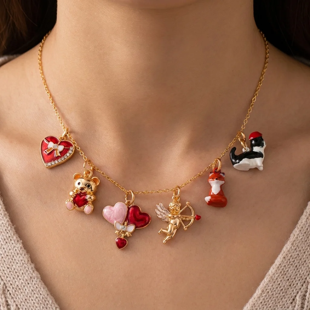 3 Stück Modische und Schlichte Neue Katzen-Doppel-Liebes-Schleifen-Pferde-DIY-Anhänger Charms für Schmuckherstellung – Detail 1