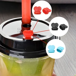 500Pc Reusesable Coffee Cup Lids Stoppers Injection Caps Heart-Shaped Circle Plug Takeaway Packing Milk Tea Cups Leak Proof Plug