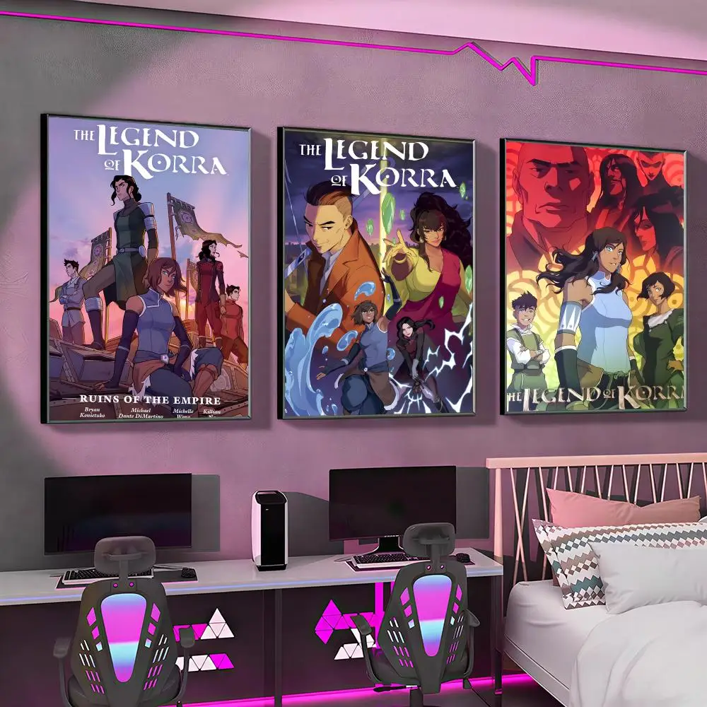 Cartoon Avatar T-The Legend Korra Poster Versatile HD Waterproof Wall Art Self-Adhesive Decor for Any Space Ideal Gift