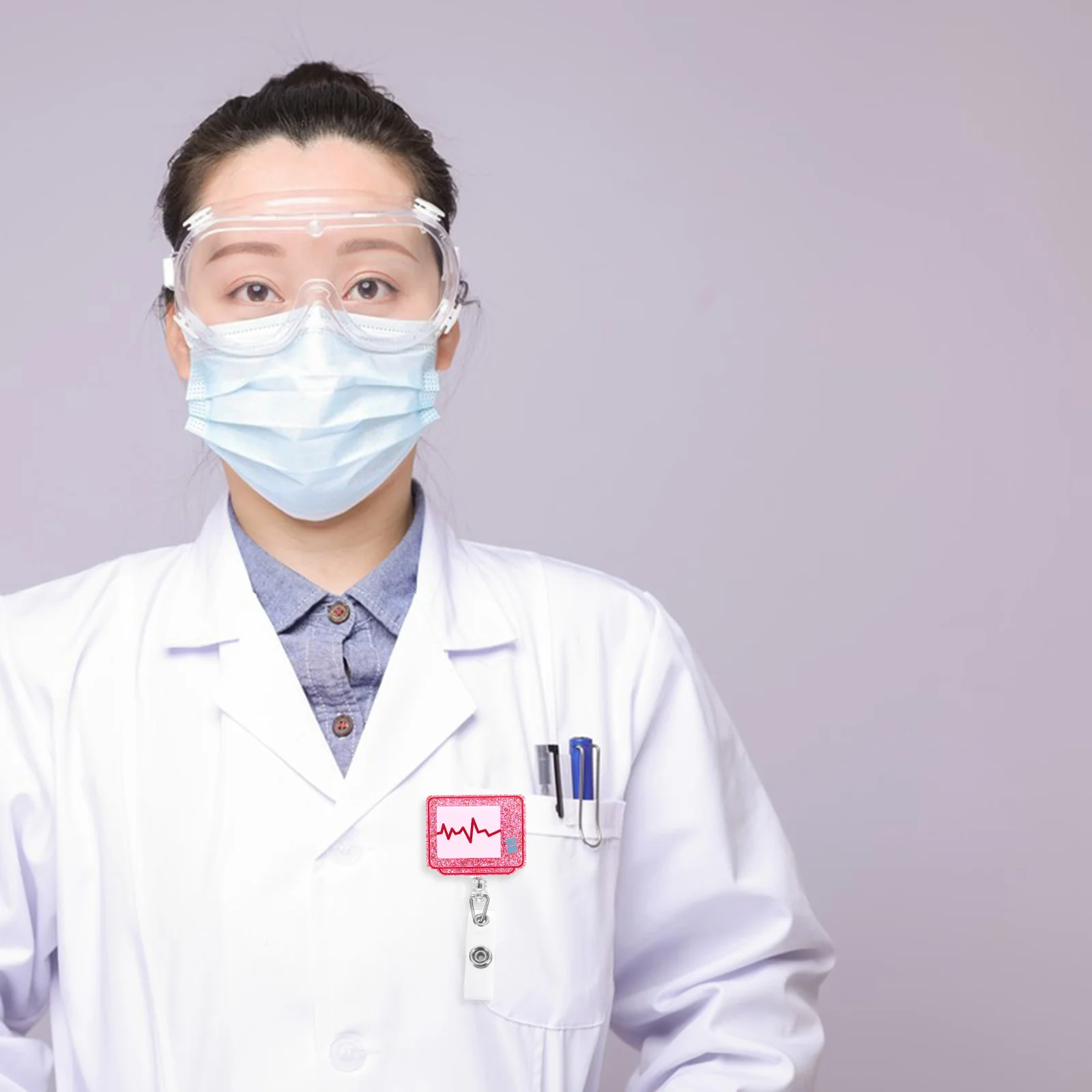 

1pc Retractable Badge Holder For Nursing Id Card Clip Portable Name Tag Reel Doctor Employee Chest Card Holder Multi-Function