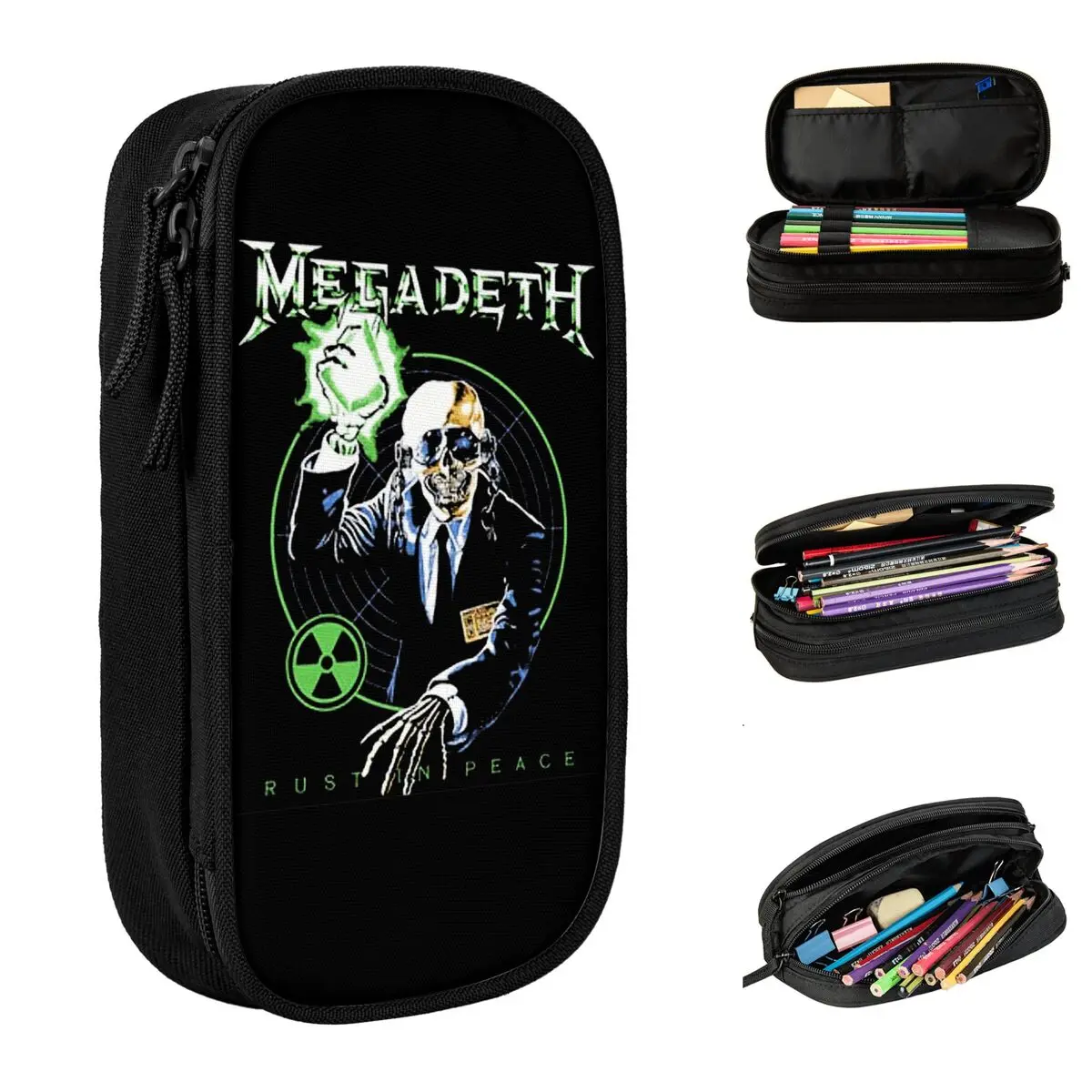 

Lamp Neon Megadeths Rock Band Music Accessories Pencil Case Large Capacity Office Supplies metal Pencilcase Suprise Gift