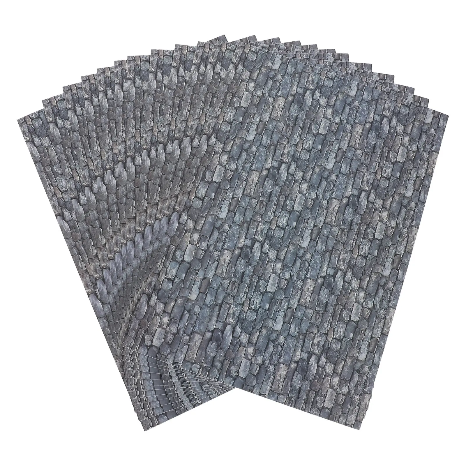 

12 Sheets Self-Adhesive Miniature Wallpaper and Flooring Sheets for Dollhouse 1:12 Scale Stone Texture Peel and Stick Interior