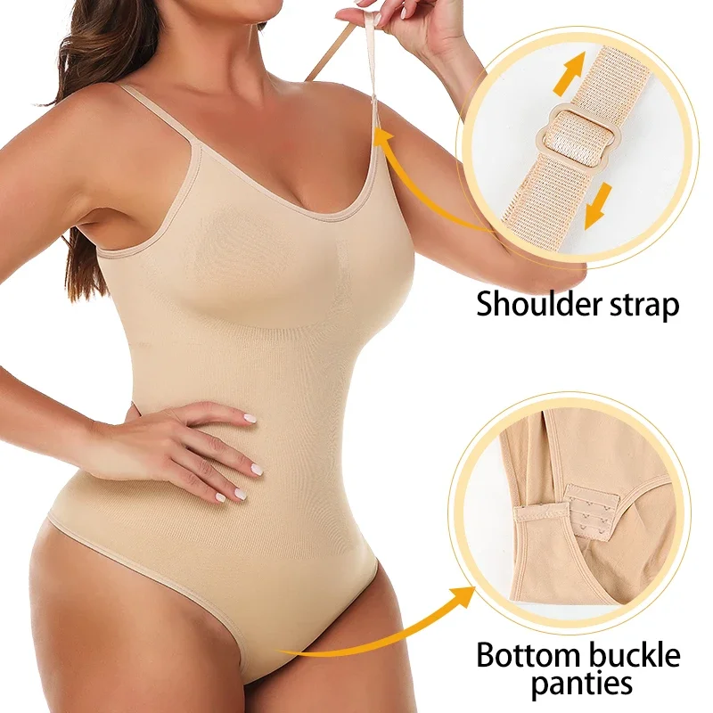 MISSMOLY Womens Low Back Shapewear Bodysuits Open Crotch Body Shaper Tummy Control Push Up Corset Camisole Backless Underwear