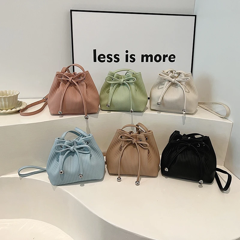 LEFTSIDE Mini Pu Leather Bucket Bags for Women 2024 New Trend Women Crossbody Bag Lady Shoulder Bag Handbags and Purses