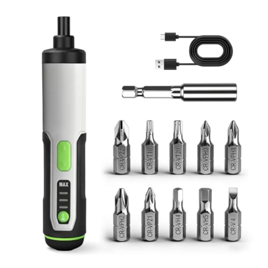 

【Spot goods】Electric Screwdriver Cordless Power Screwdrivers Set Tool Kit 10 Bits 3 Torque Settings LED Work Light Rechargeable