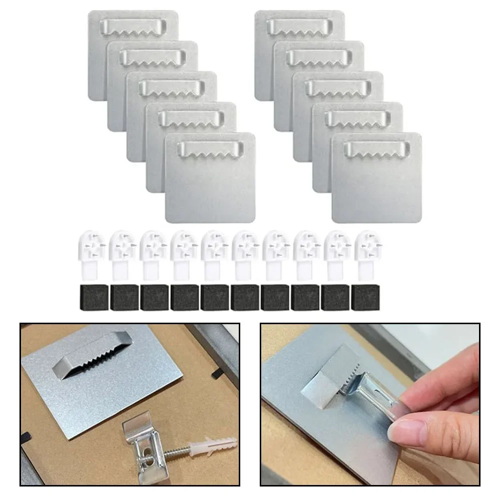 10set Photo Frame Hanger Mirror Frame For Living Rooms Bedrooms Oil Painting Hanging Plate Saw Tooth Hooks Art Work Wall Hook