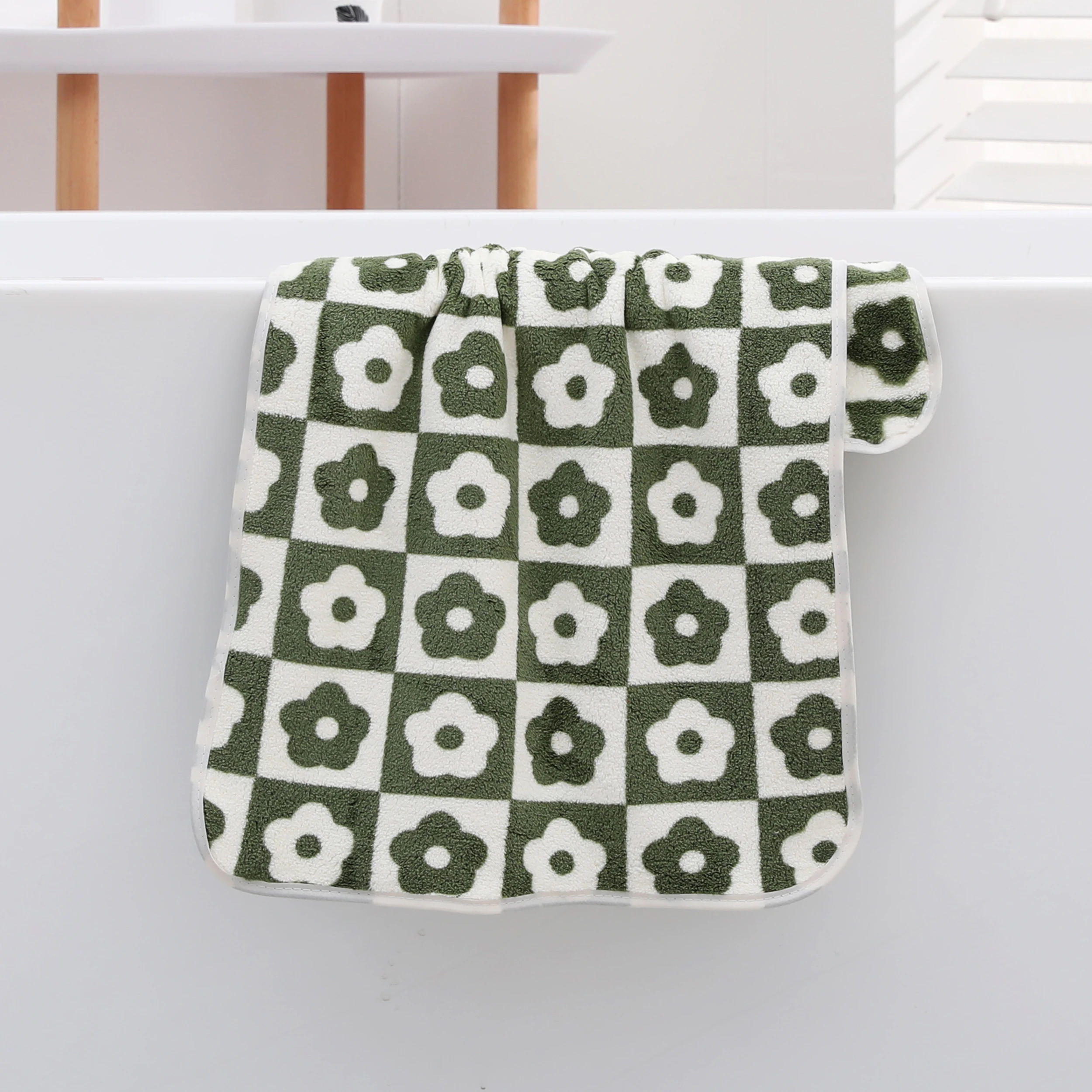 1pc Towel 35x75cm Flower PatternCoral Velvet Absorbent Quick Drying Face Towel Soft Adults Face Hand Towels Bathroom