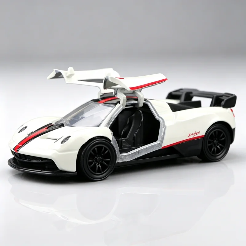 Alloy die-cast supercar model toy, pull-back simulation sports car with openable doors, 1:32 scale multi-colored collectible veh view 3