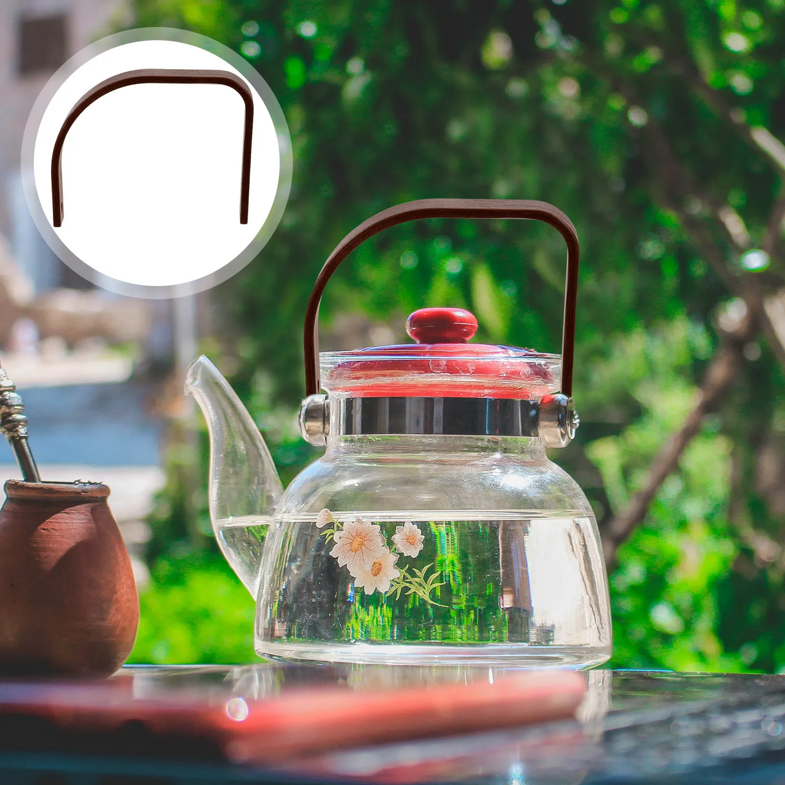 

2Pcs Teapot Handle Replacement Wooden Compact Wear-Resistant Kettle Grip for Household Tea Pot Ergonomic Handle Supplies