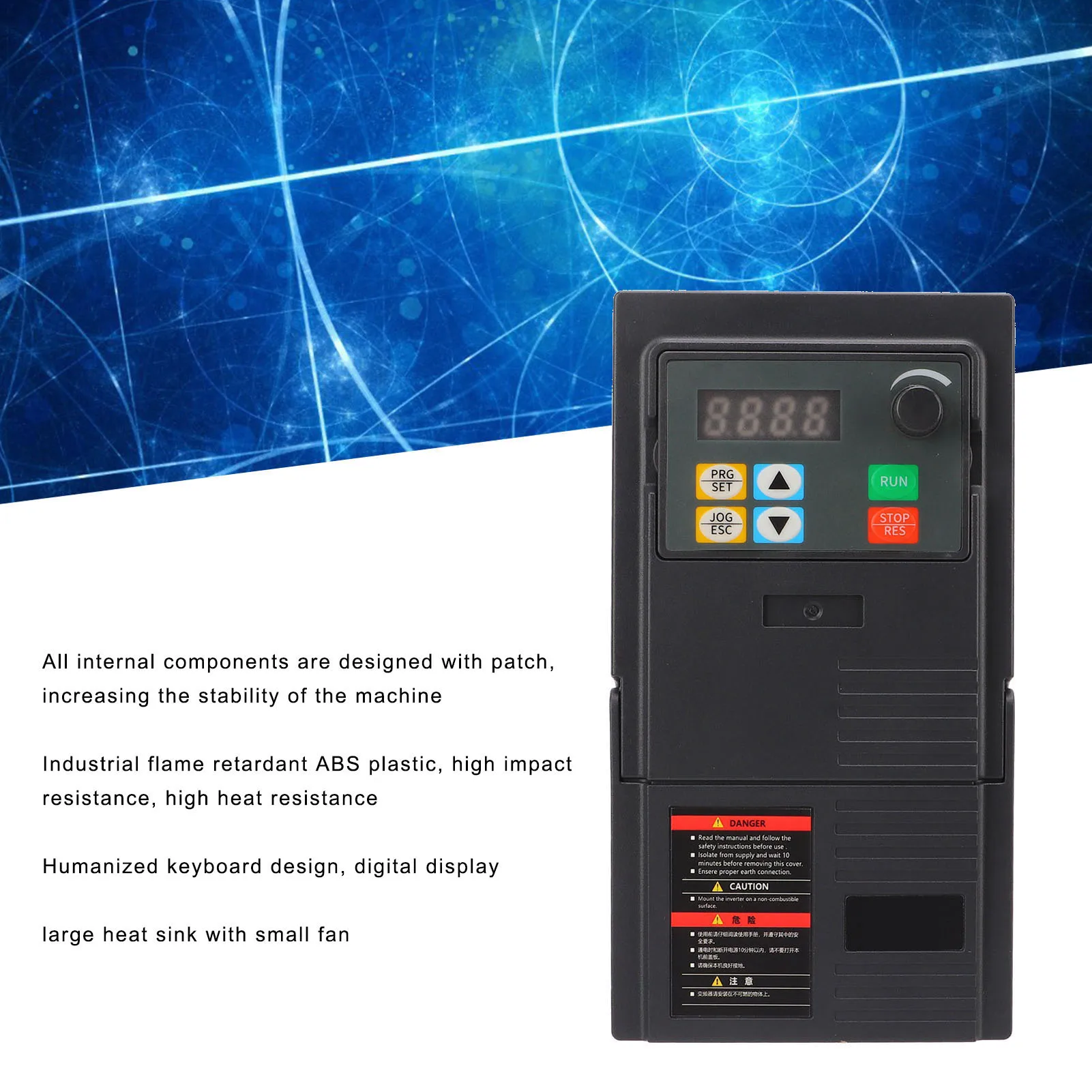 2.2KW Variable Frequency Inverter Drive 3 Phase 380‑440V Input 3 Phase 0‑440V Output Vector Converter Frequency Inverter