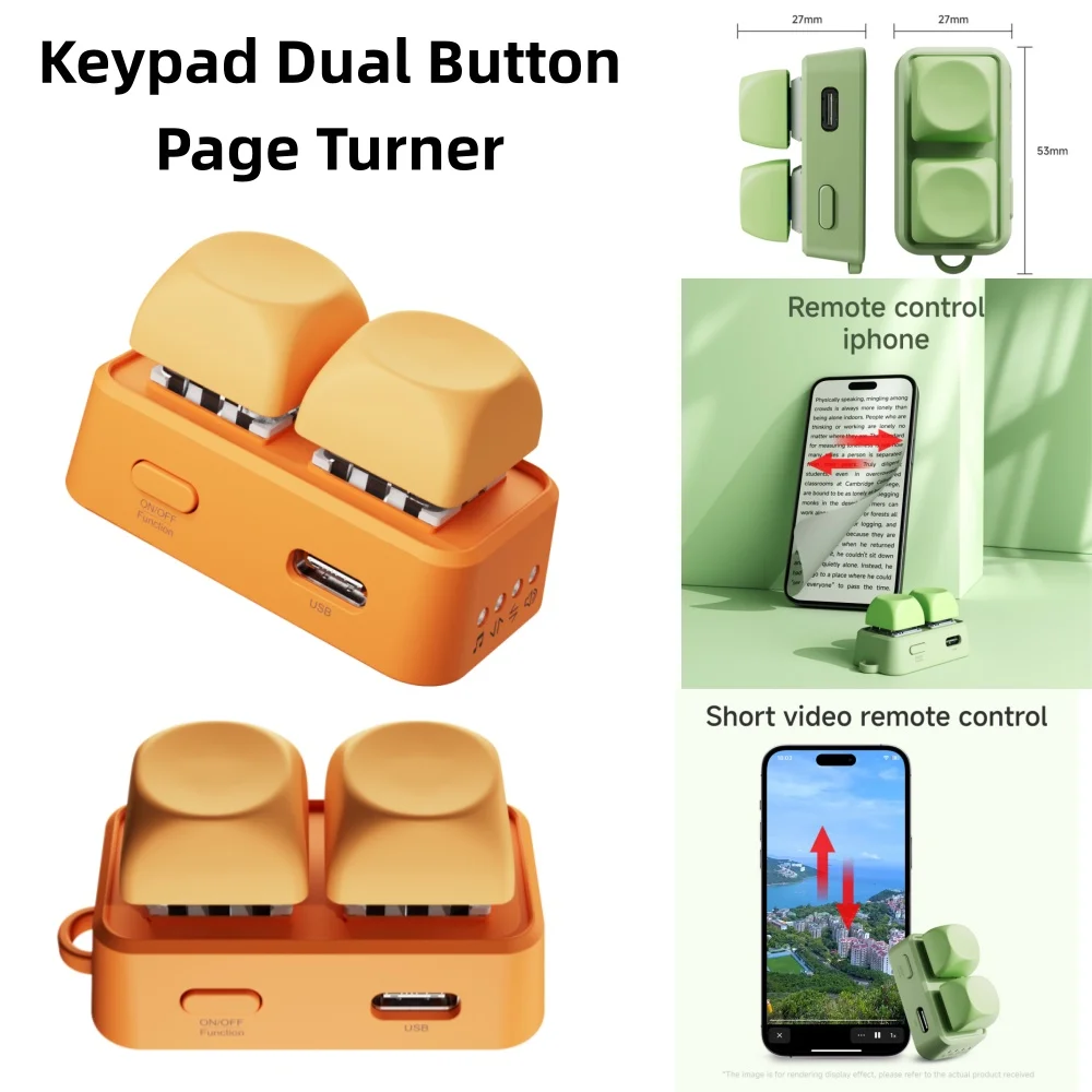New Page Turner Keypad Dual Button Blue Tooth BT5.4 Remote Control Free2 High-axis for Kobo E-Book Readers Mobile Phone Tablet
