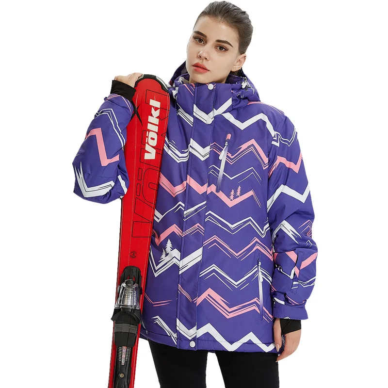 女性用スキージャケット厚くて暖かい防風性のあるスキージャケットパンツ雪の衣装屋外スキースーツ