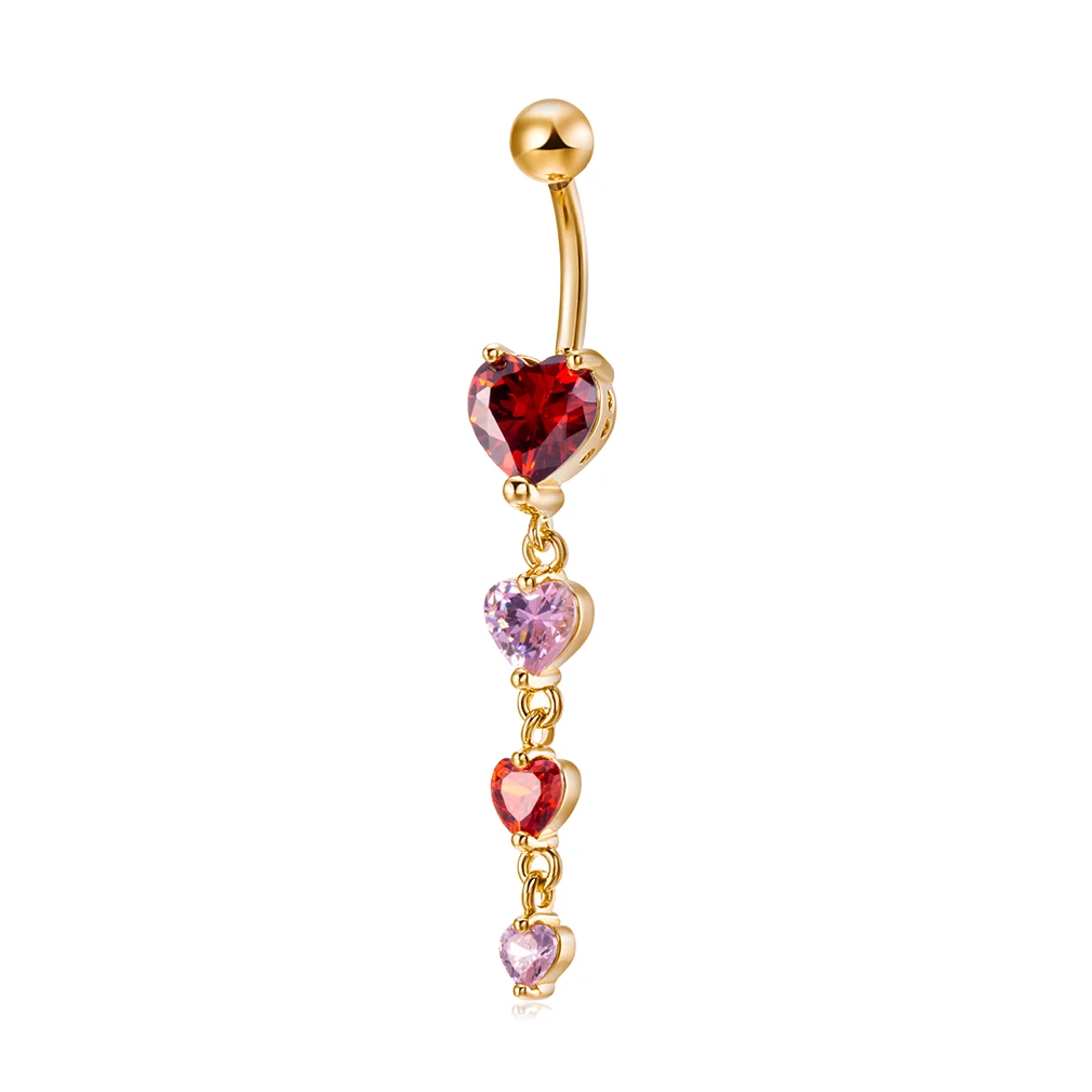 KUNIU 1pc Fashion Heart Shape Zircon Belly Ring Women's Fit Piercing Body Jewelry