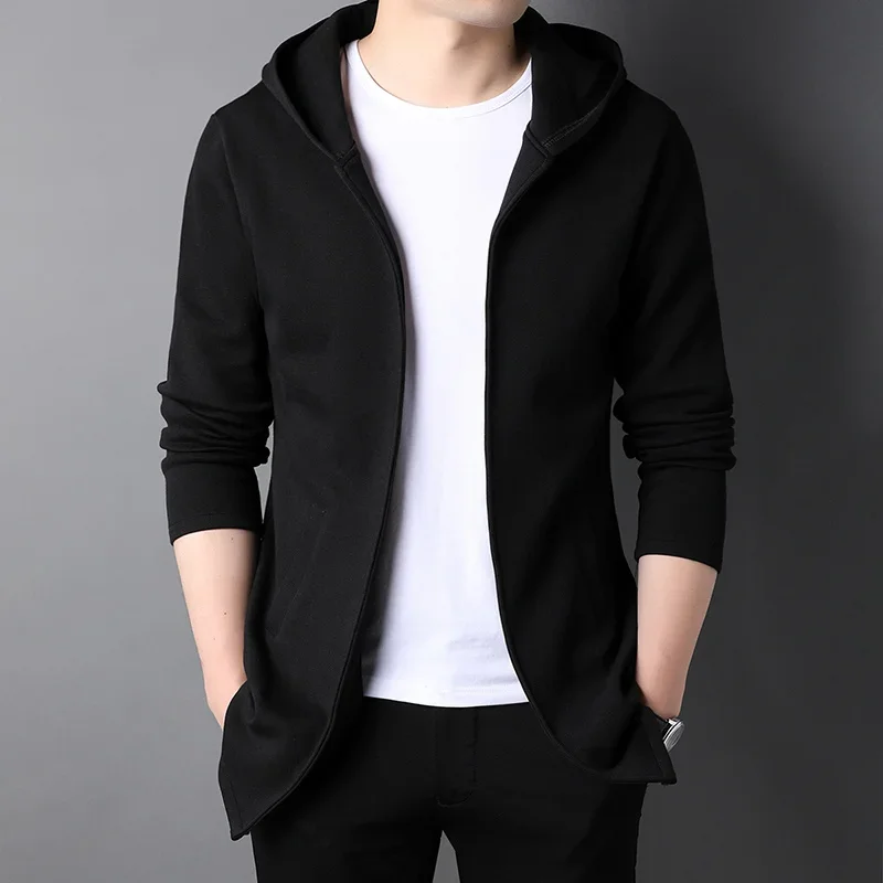 High End New Brand Designer Casual Fashion Stand Collar Korean Style Zipper Jackets for Men Solid Color Hooded Coats Men Clothes