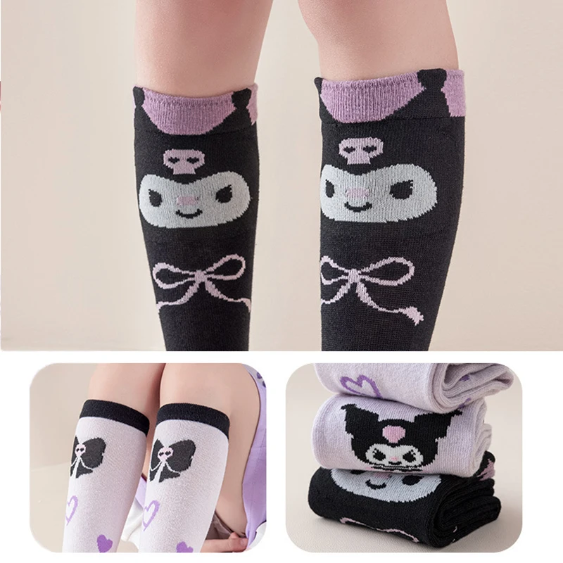 Zomer Sanrio Knie Lange Sok Ademende Dunne Hello Kitty Kuromi Cinnamoroll Meisjes Middelste Buis Sokken Kuit Sok