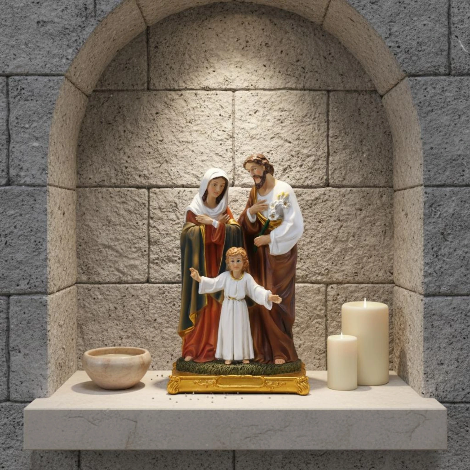 

Holy Family Statue Exquisite Craftsmanship Religious Family Figurine Christian Home Statue Muted Tones Catholic Figurine