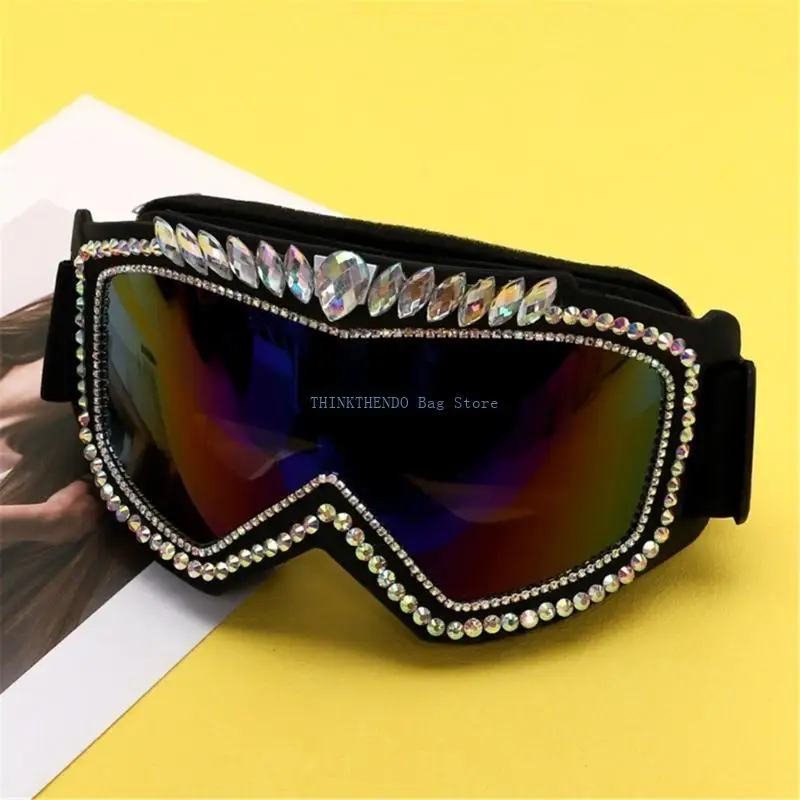 

340D Unique Rhinestones Sunglasses Protective Cycling Sunglasses Windproof Goggles for Music Festivals
