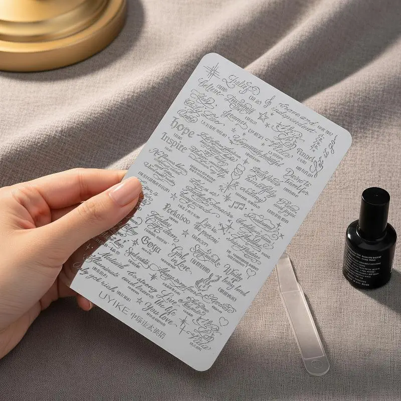 Hochpräzise Nagelstempelplatten mit englischem Alphabet aus Edelstahl, langlebige Maniküre-Werkzeuge für Nagelkunst-Enthusiasten – Detail 12