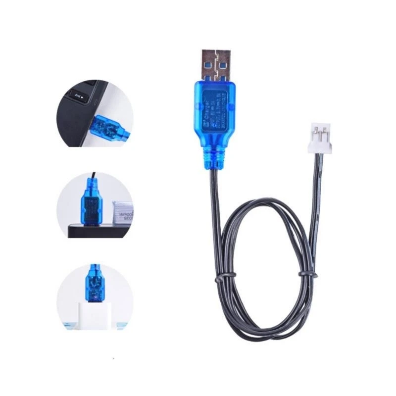 

E8BA PH2.0-2P USB Charging Cable PH2.0-2P Plugs For 3.7V Lithium 18650 Batteries