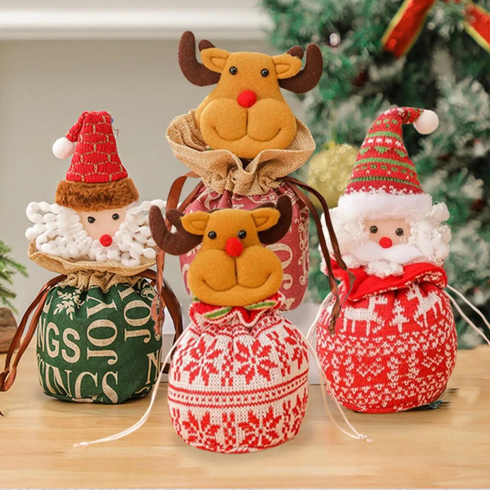 

Christmas Candy Bags 3piece Cartoon Doll Containers Fabric Christmas Bags For Birthday Kids Holiday Wedding Party Candy Tree