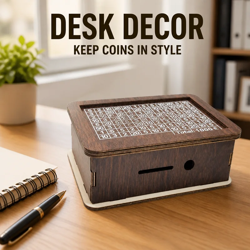 Euro USD Dollars Money Box Piggy Bank Wood Moneybox Bank Reusable Coin Cash Saver Saving Goal Numbers Boxes CFA 1000/5000/10000