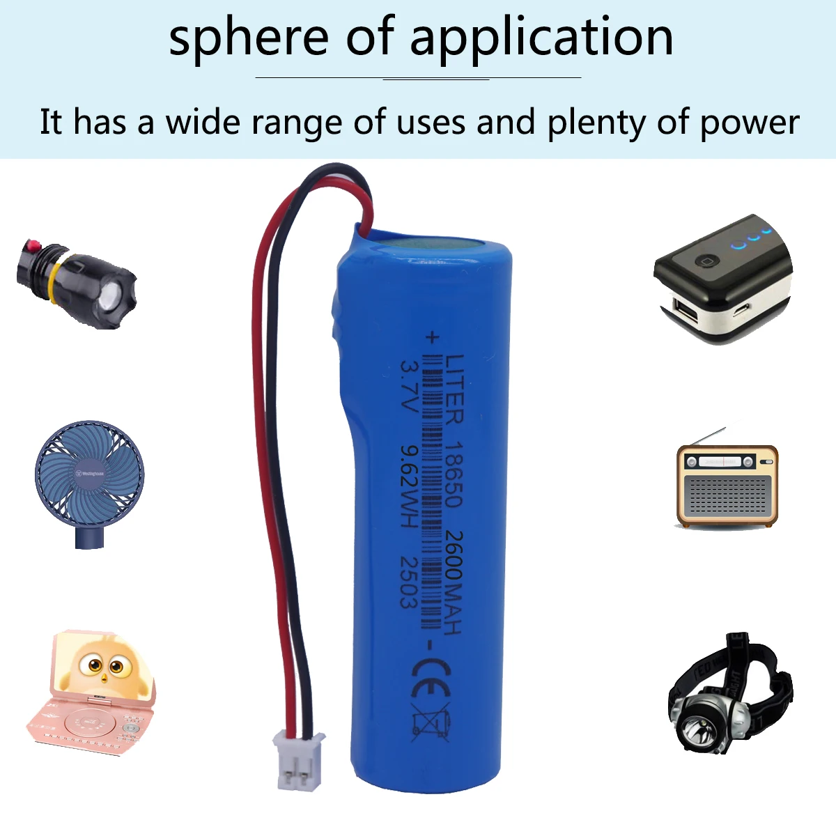 18650 PCB بطارية ليثيوم 3.7 فولت 1S1P 2600 مللي أمبير مع PH2.0 رابط التوصيل للإضاءة الأنظف لعبة كهربائية سمّاعات بلوتوث #5