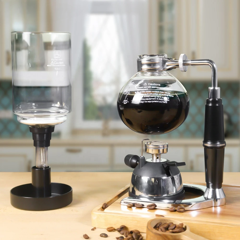 Portable Siphon Syphon Vacuum Coffee Brewer Coffee Gift Set with Heat-resistant Glass Pot