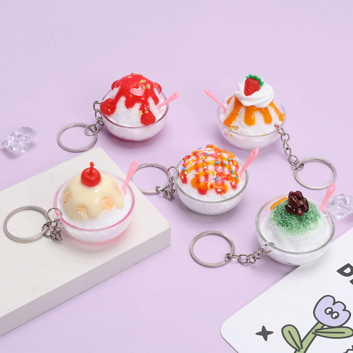 Mini Fruit Smoothie Bowl Shaved Ice Model Miniature Dessert Food Charm Desktop Decor Craft Ornament Accessories Decoration