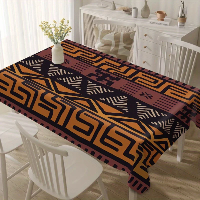 Juneteenth Celebration Polyester Fabric Tablecloth - 1 piece - Mixed Color Geometric Pattern Table Setzyc