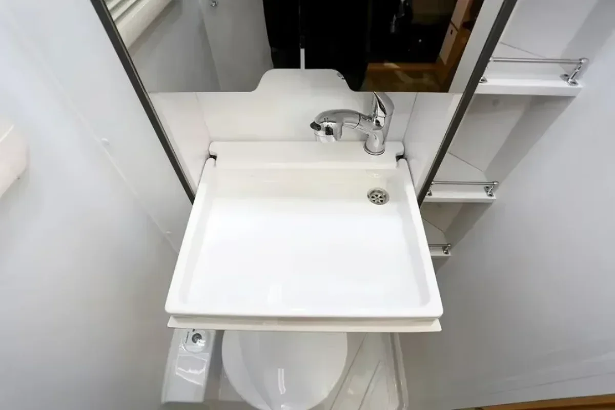 

Hot SalesCampers Traveling Trailers Acrylic Plastic Foldable Folding Sink With Shower Head And Mirror