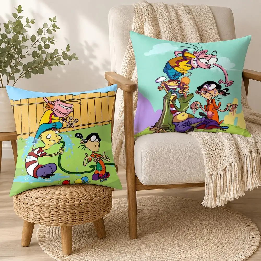 E-Ed Edd N Eddy Cartoon Cushion Cover Square Decorative Throw Pillow 40x40cm For Sofa Bedroom Living Room Home Decor