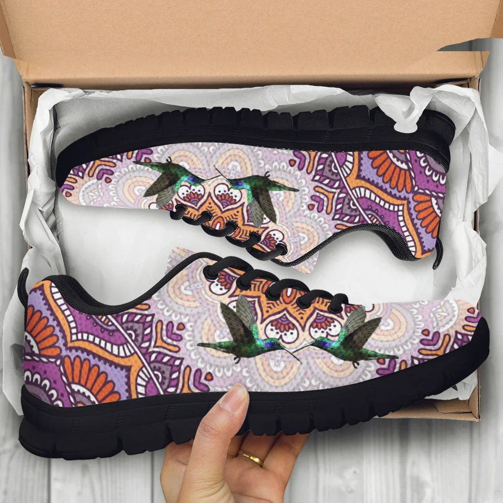 Boho Hummingbird Design Luxury Brand Fashion Sneakers Comfortable Lace-up Outdoor Shoes Animal Print Zapatos Planos