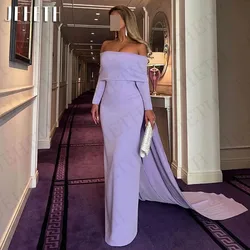 JEHETH Elegant Lilac Mermaid Evening Dress Dubai Long Sleeve Elastic Satin Formal Prom Gown 2024 Arabia فساتين للحفلات الراقصة