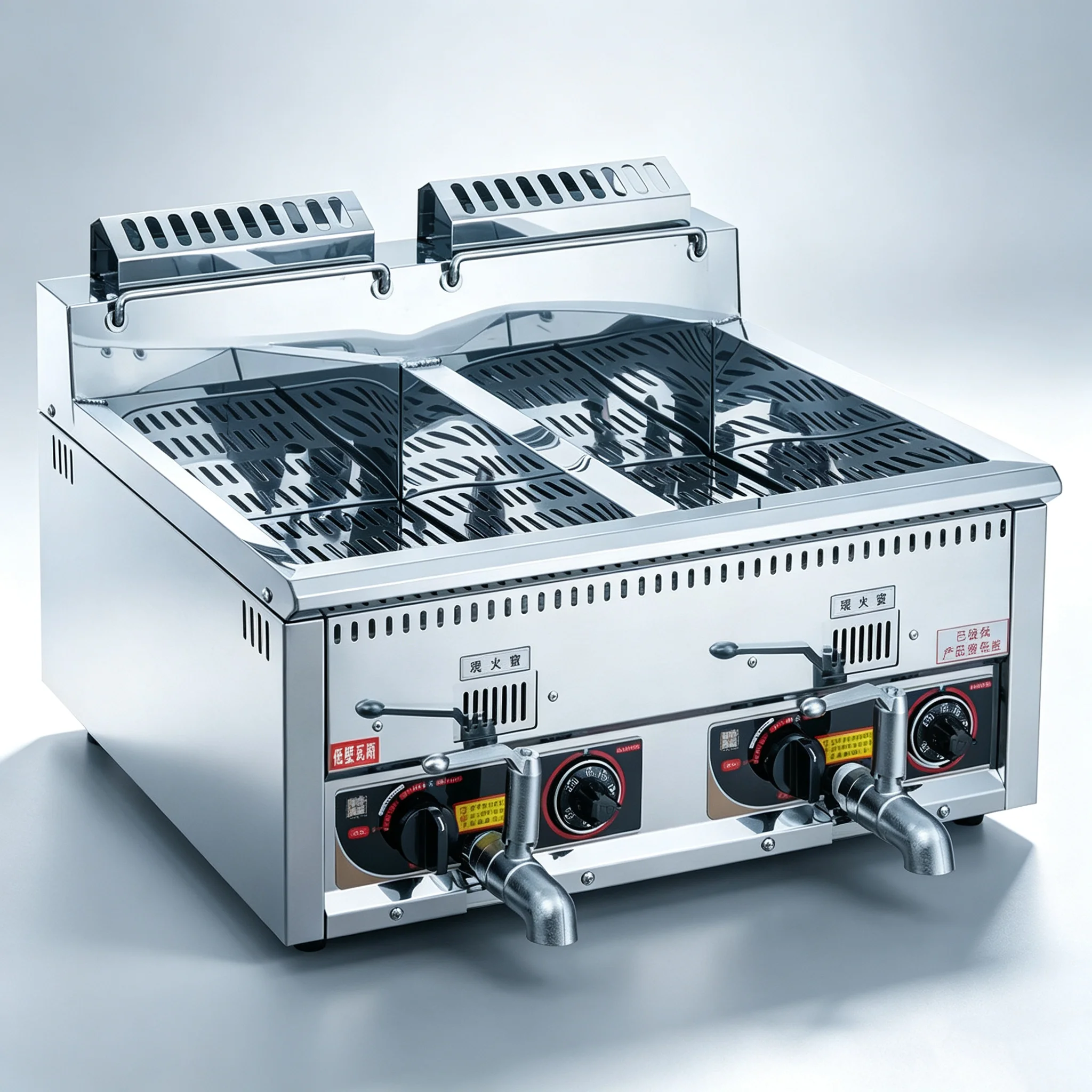 High quality stainless steel double slot commercial chicken frying machine desktop