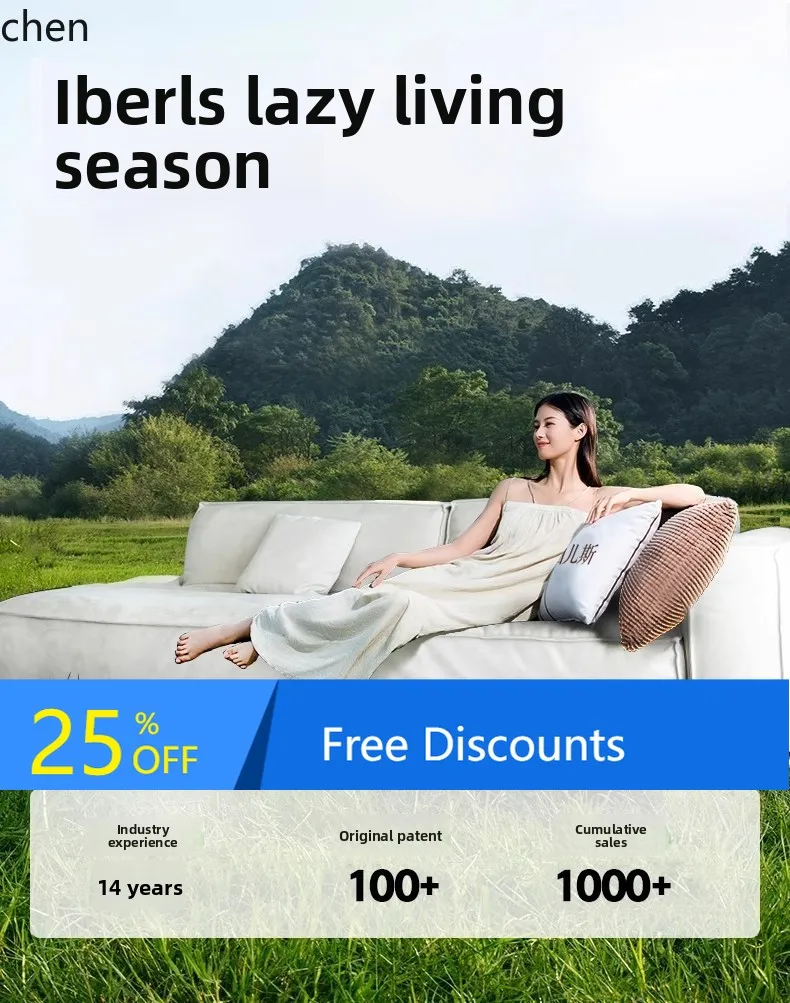 

FZ Wabi-Sabi Down Style Tofu Block Sofa Fully Removable and Washable Modern Chaise Corner Linen Fabric Living Room Sofa