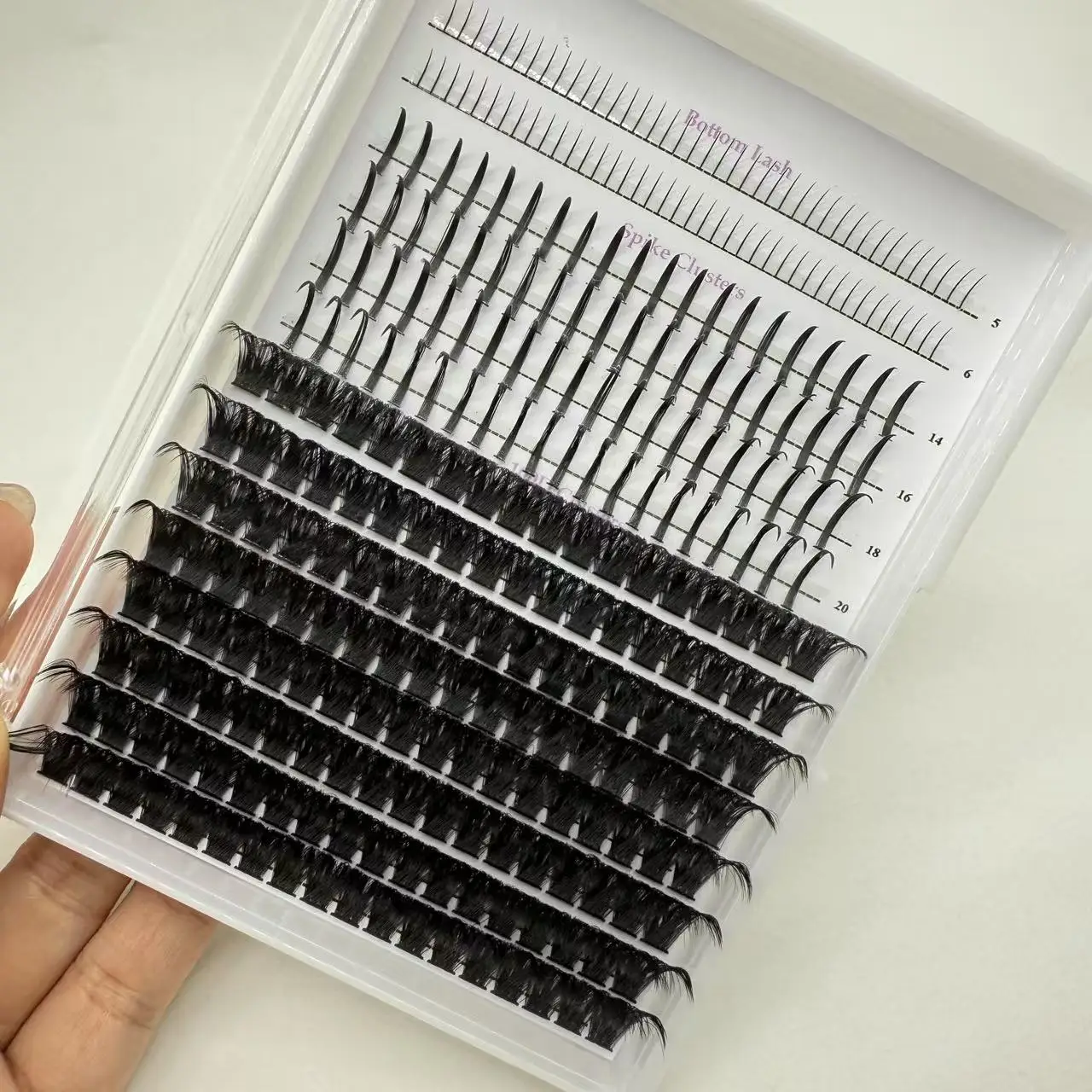 12 linhas de cílios postiços, grupos de pontas e cílios inferiores, faça você mesmo, extensões de cílios individuais à prova d'água