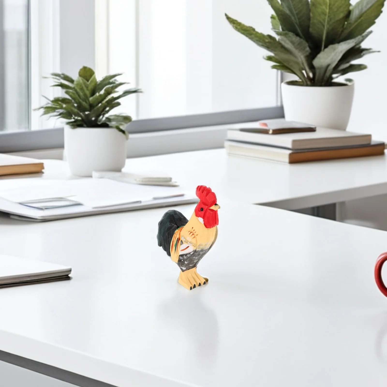 

Wooden Rooster Hand Carved Animal Statue For Home Office Decor Wood Sculpture Decoration Small Figurines Home Decor