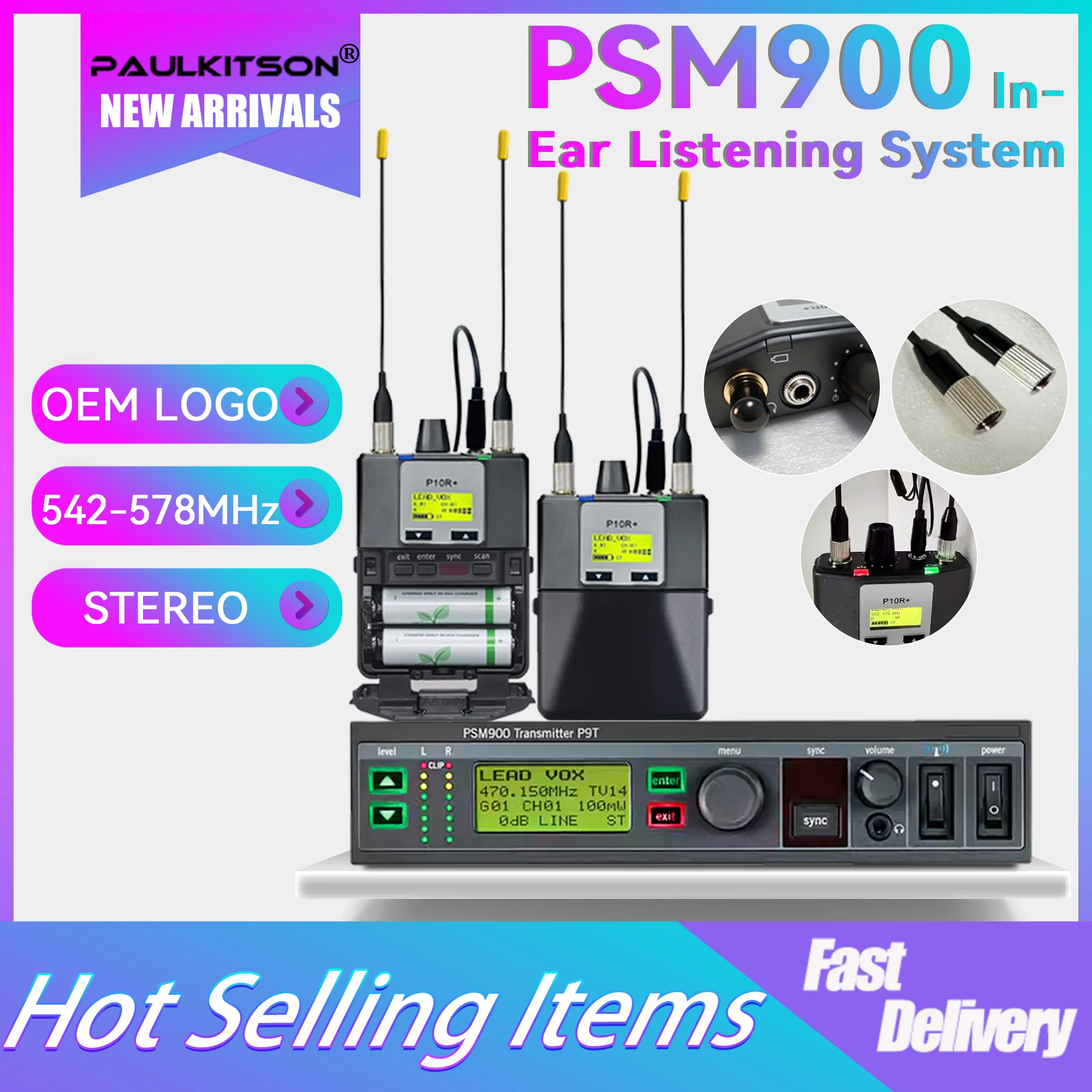 Paulkitson PSM900 estéreo inalámbrico en el sistema de monitoreo de oído monitoreo de escenario riñonera receptor sistema IEM Mono puesta en escena