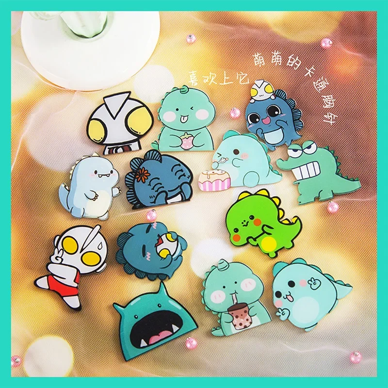 

Soft Cute Little Monster Dinosaur Breastpin Acrylic Cartoon Emblem Student Cute Bag Pendant Pin Birthday Party Children's Gift