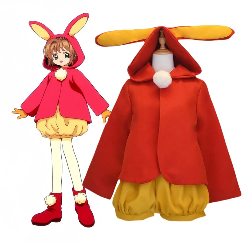 Cardcaptor Kinomoto Sakura Episode 36 Battle Red Bunny Outfits Anime Cosplay Costumes