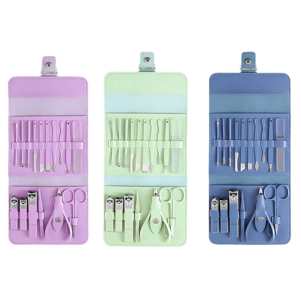 16x Manicure Set Nail Clippers Kit with Travel Case Nail Care for Travel