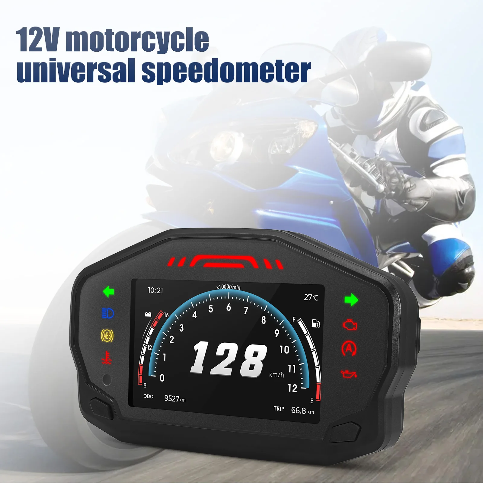 

Universal Motorcycle LCD TFT Digital Speedometer 12000RPM 6 Gear Backlit Motorbike Odometer for 2 4 Cylinder Speed Meter