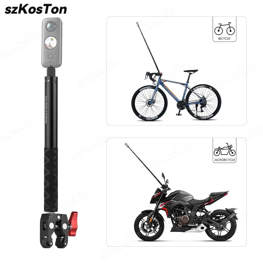 Motorcycle Bicycle Handlebar Mount Bracket Invisible Monopod for GoPro 8 9 10 11 12 Insta360 X4 X3 DJI Moto Camera Accessories