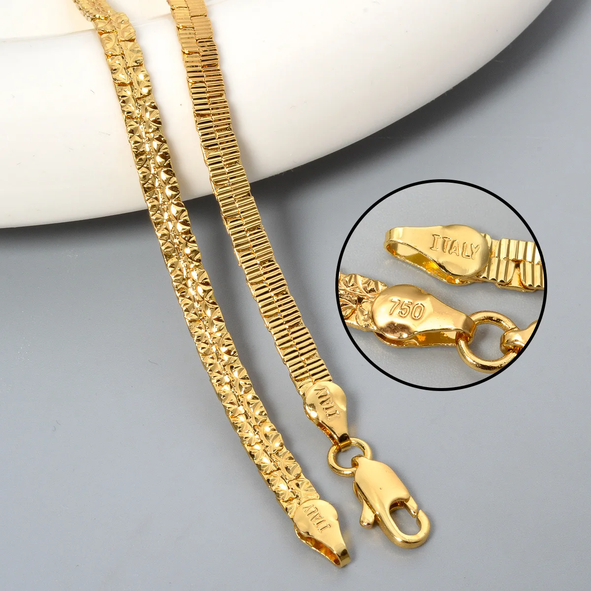 Hip Hop Jewelry 18k Gold Color Cuban Link Chain Necklace For Men Collar High Quality Metal Texture Women Fashion Charm Jewelry