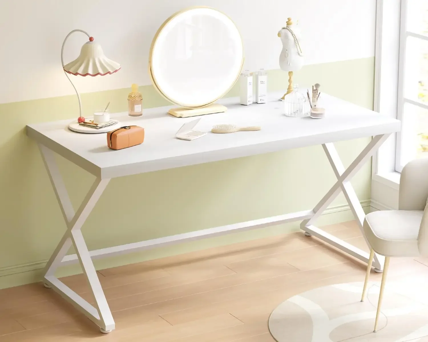 [سعر مخفض، حار بيع! ]مكتب كمبيوتر أبيض، مكتب مكتب منزلي حديث لكتابة دراسة العمل، ألعاب كمبيوتر معدني خشبي بسيط