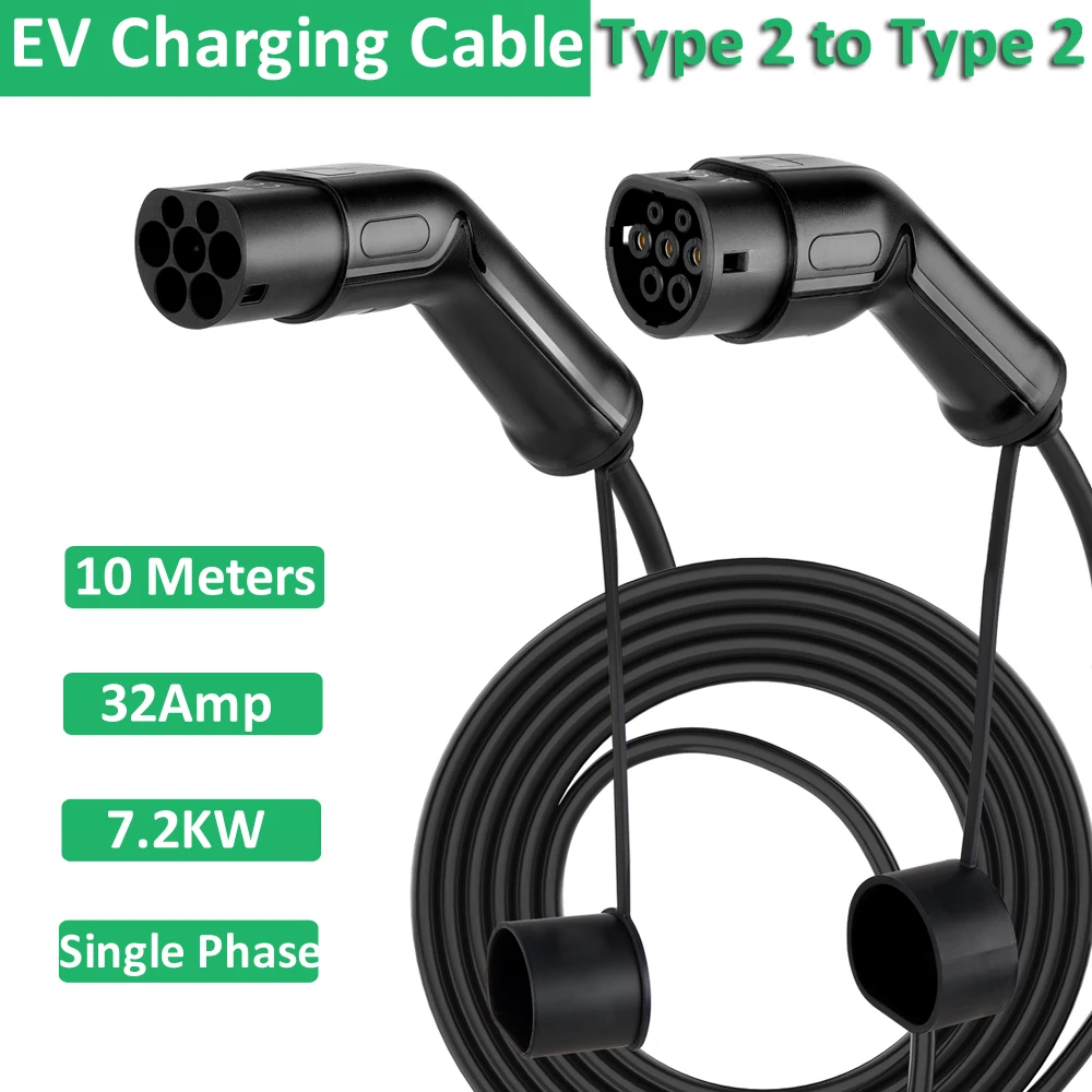 10M EV Car Charging Cable 32A 7KW Single Phase EU Mennekes Mode 3 Type 2 to Type 2 for Electric Vehicle Fast Charging Station