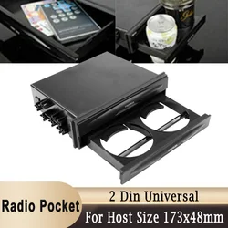 Universal 2 Din Car Radio Pocket Kit Drink-Cup Water Coffee Cup Holder Storage Box for the Host Position Size 173 x 48mm
